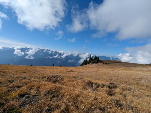 A view of the Olympic Mountains from Hurricane Hill with interesting cloud formations